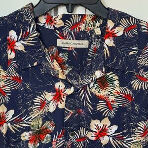 James Campbell Men's Navy Floral Shirt